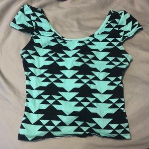 Crop top size s, colored teal and black
